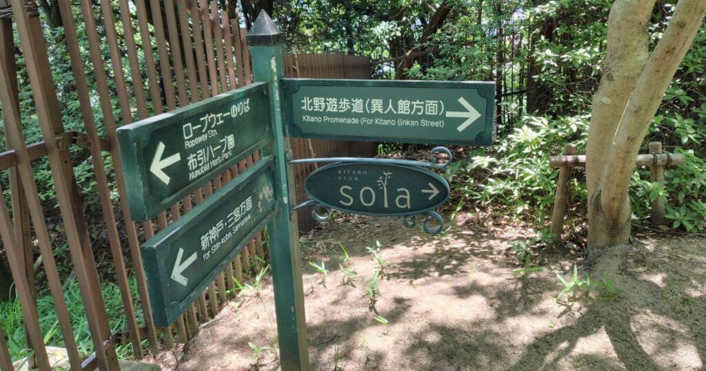 北野異人館街への遊歩道への標識