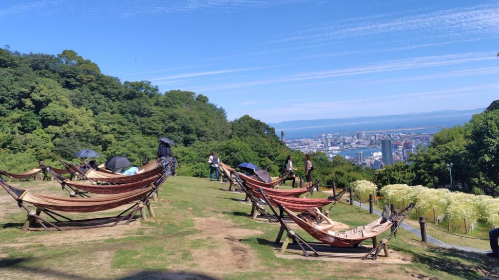 風の丘芝生広場に並ぶハンモック